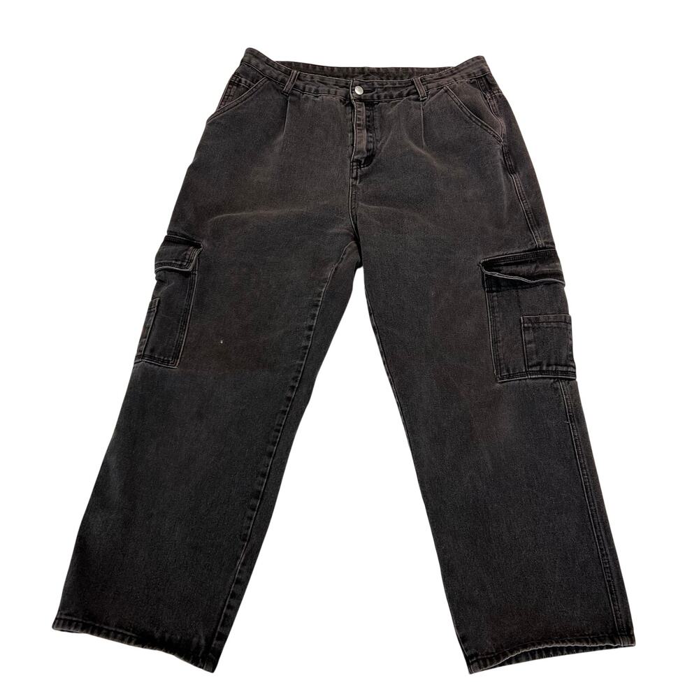 Shein Curve Wake Jeans Cargo Pants Black Denim Wmns Sz 2XL